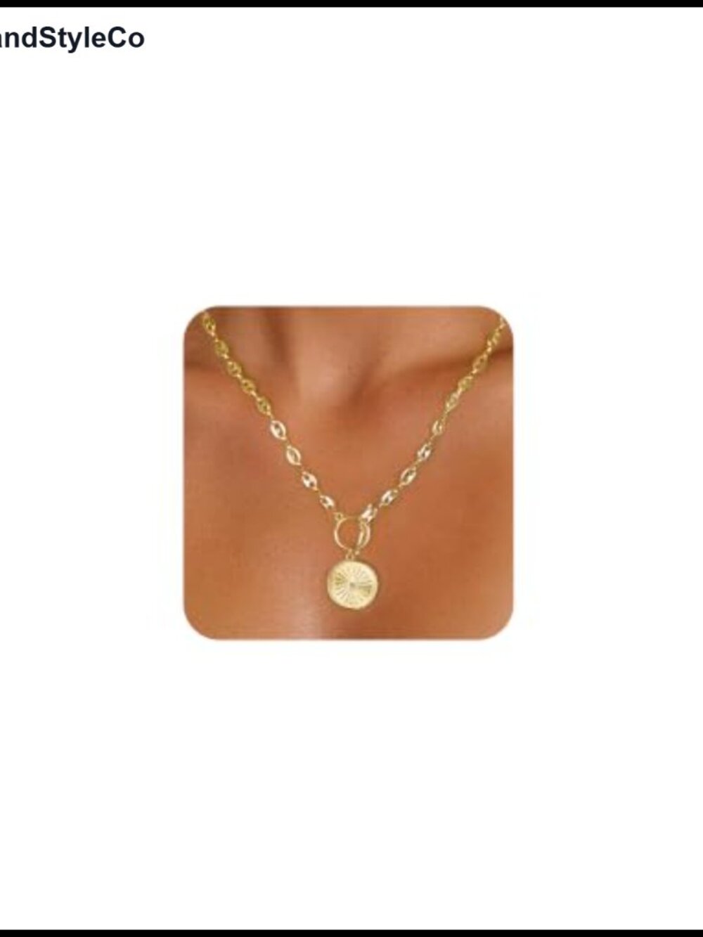 Chunky 14K Gold Plated Pendant Necklace, Mariner Chain, Women's Statement